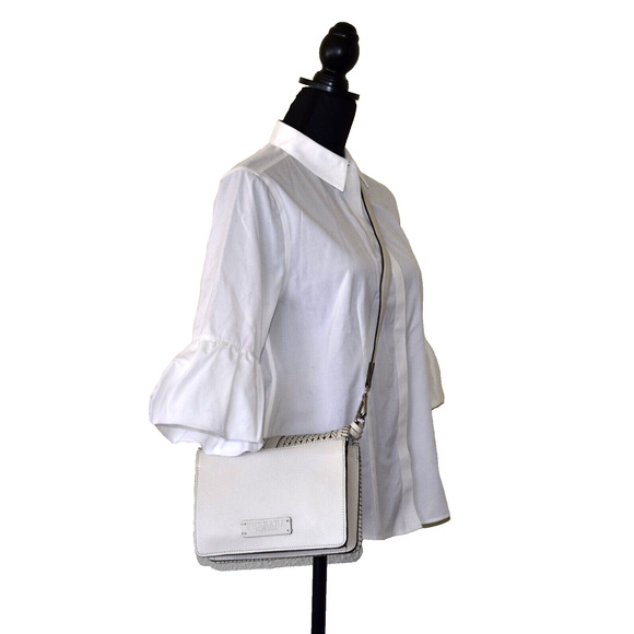 C0 NEW BRIGHTON Odette Ferrara Santorini White Leather Shoulder Flap Bag $378 - Picture 3 of 8